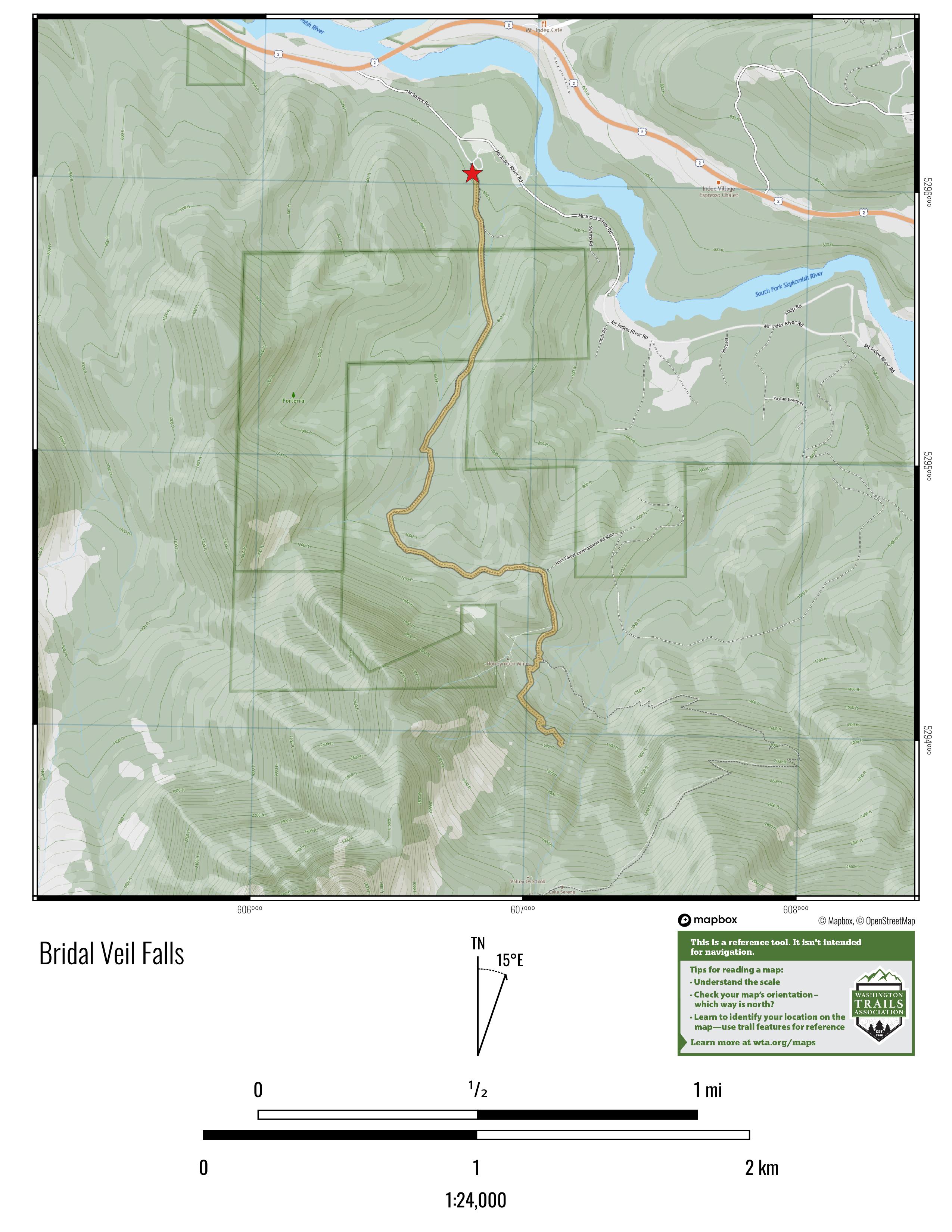 WTA Bridal Veil Falls Map