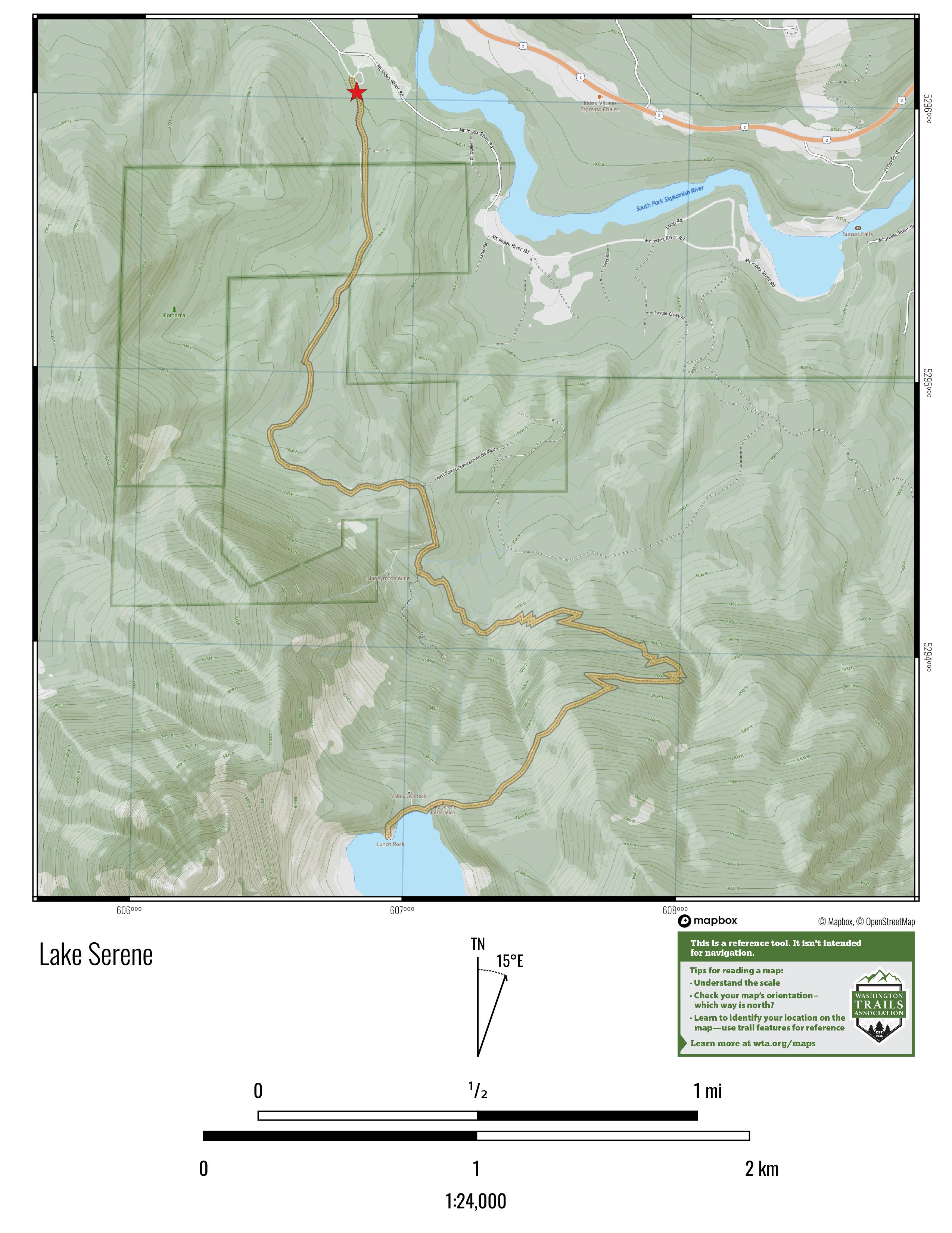 WTA Lake Serene Map