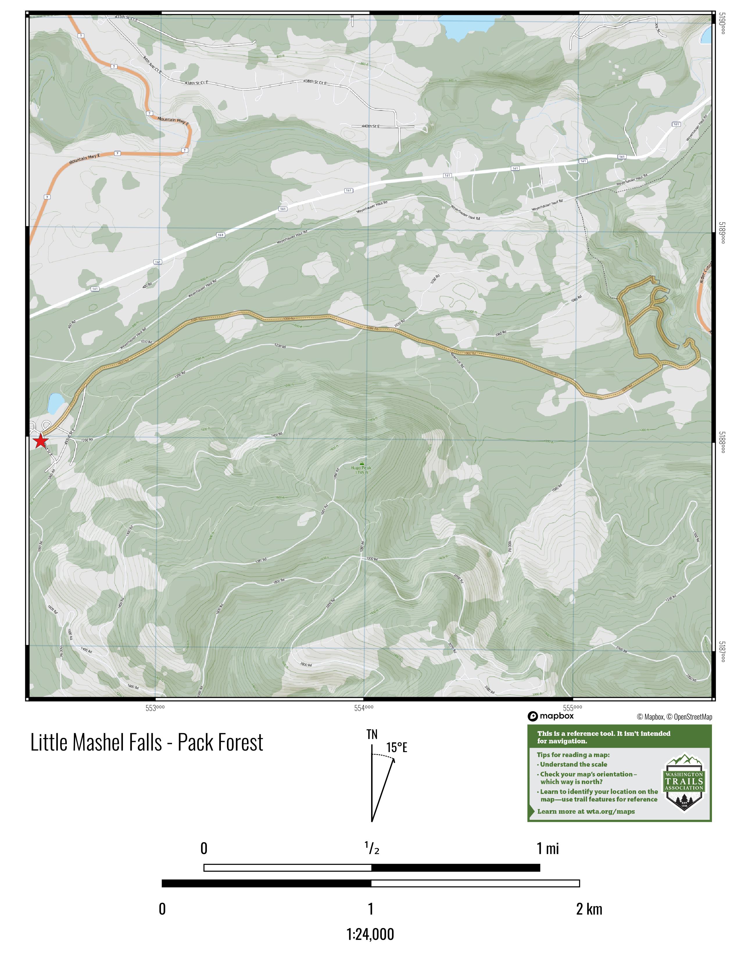 WTA Little Mashel Falls Pack Forest Map