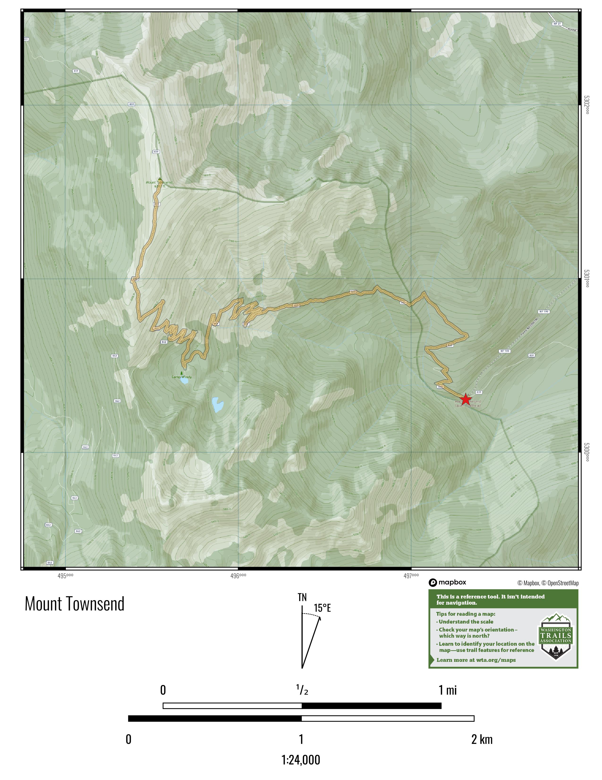 WTA Mount Townsend Map