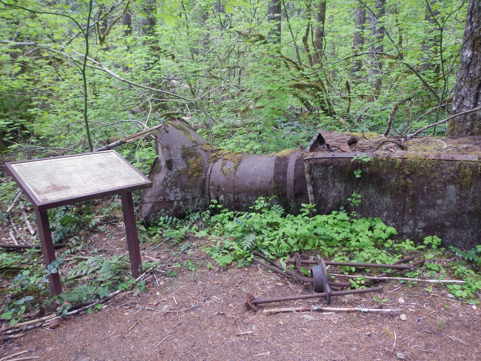 Remnants of old logging equipment along the Whistle Punk Trail. Photo by Anna Roth.