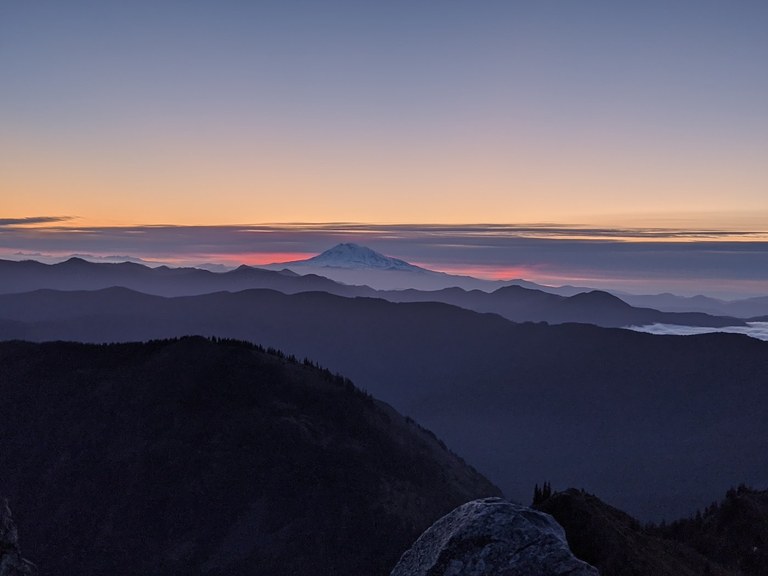 A view of distant peaks at dusk from Silver Star Mountain. Photo by Solohiker35. A view of distant peaks at dusk from Silver Star Mountain. Photo by Solohiker35.