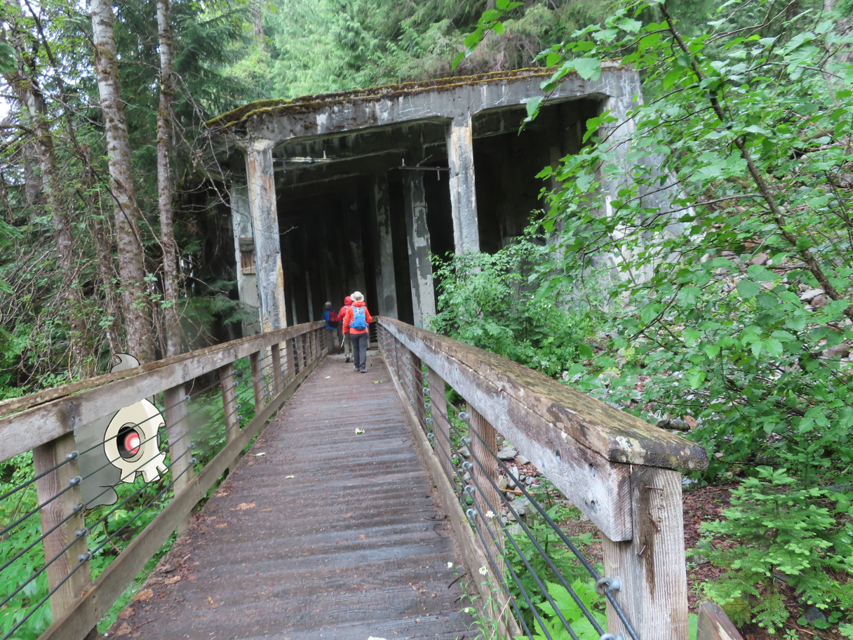 Duskull hovering behind the railing of a bridge at the Wellington Ghost Town. Photo by George & Sally. 