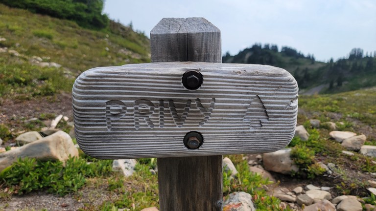Knowing the ins and outs of your body is a crucial component of backcountry hygiene and comfort. Having a plan before you have to go helps. Photo by Joseph Gonzalez A sign says "privy" in a national park.