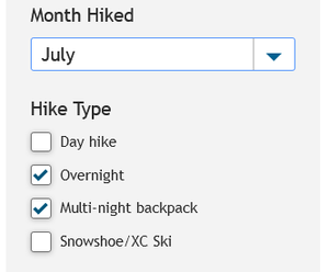 Advanced trip report months hiked screenshot