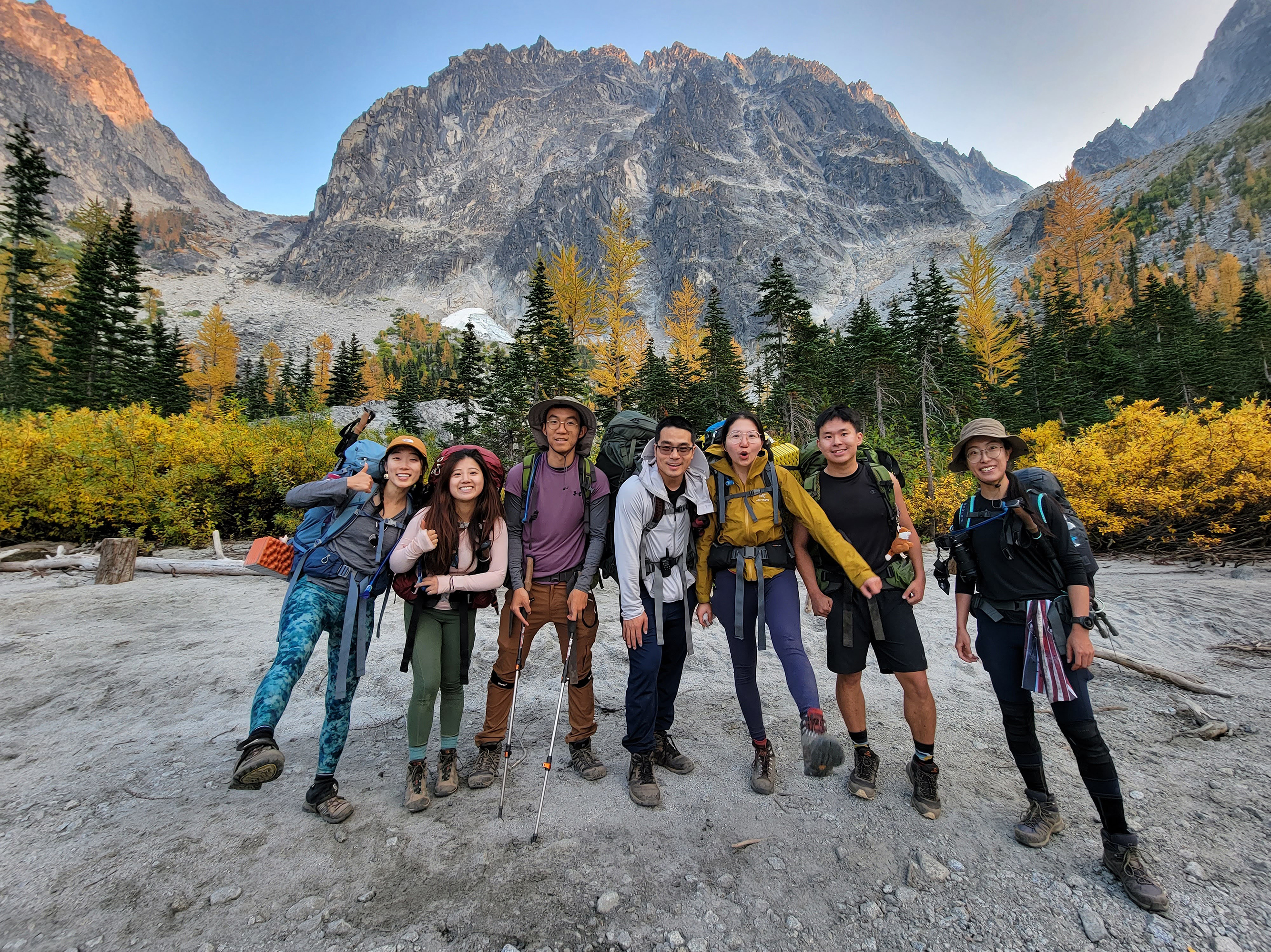 2nd trail family 2024 Zian Chen A group of hikers smiling at camera.
