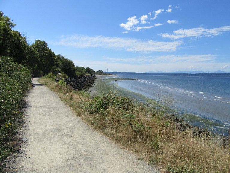 A sandy trail along the Puget Sound.