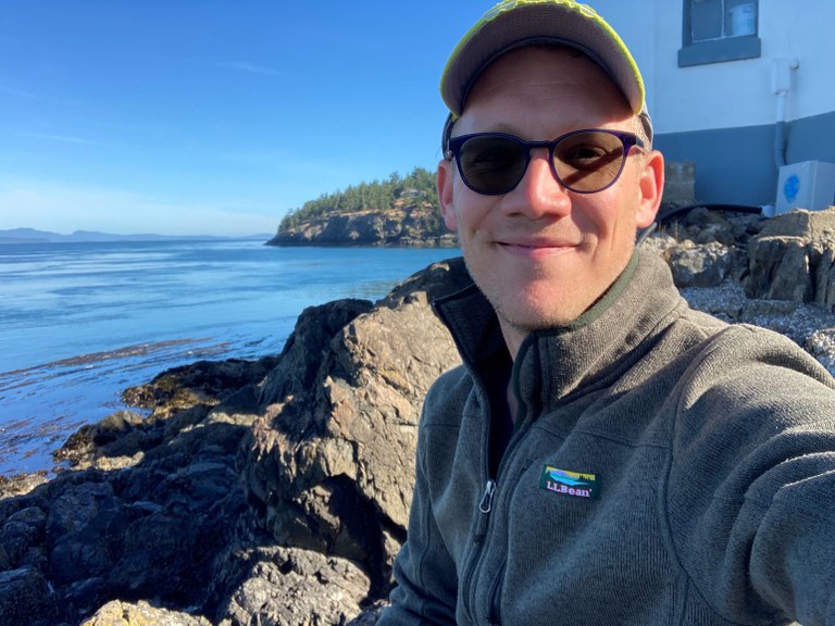 Smiling selfie at Lime Kiln State Park. Photo by Matt Leaman.