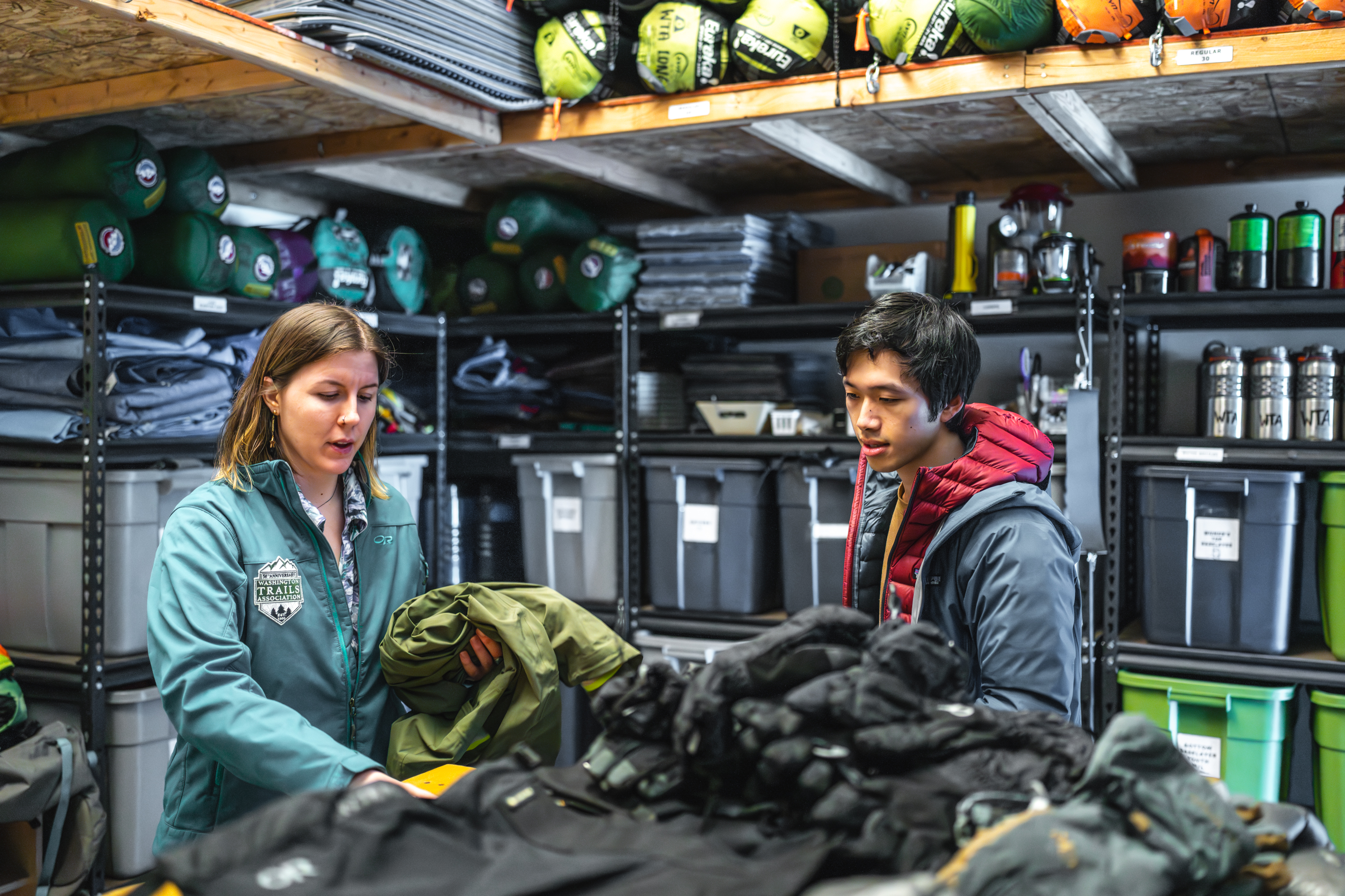Outdoor educator checks out gear