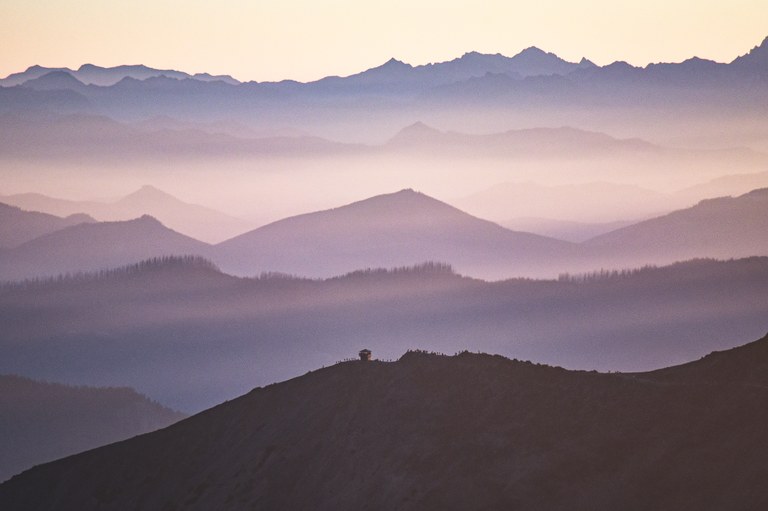 First Place Trailscapes Mountain layers in hazy fog
