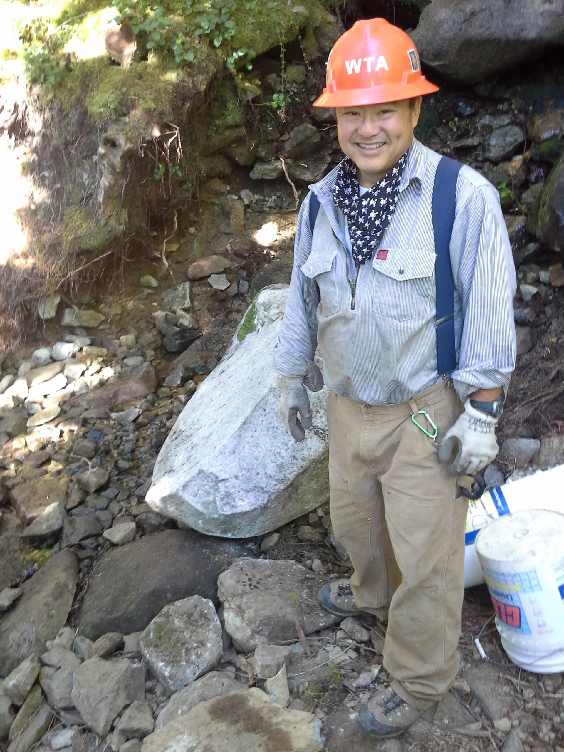 Jon Nishimura working on trail Jon Nishimura working on trail