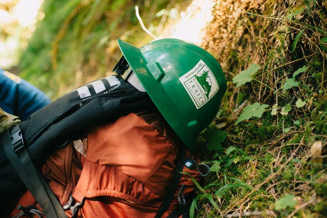 WTA provides the tools and the hard hats. Photo by Karen K. Wang.