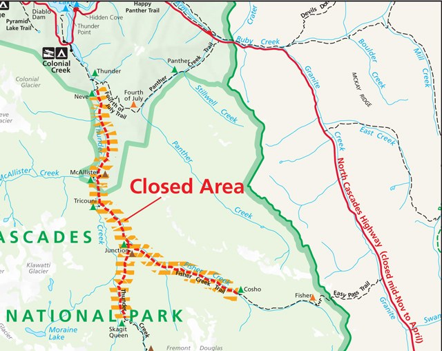 Closure area, as of June 8. Credit NPS