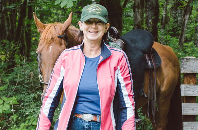 Kathy enjoying a trail at Taylor Mountain. Photo by Erik Haugen-Goodman. 