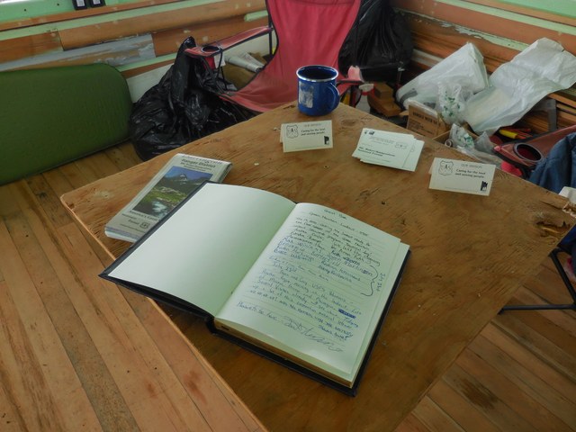 Visitors last weekend were the first in many years to sign a guestbook in the lookout. Photo by Anna Roth.  