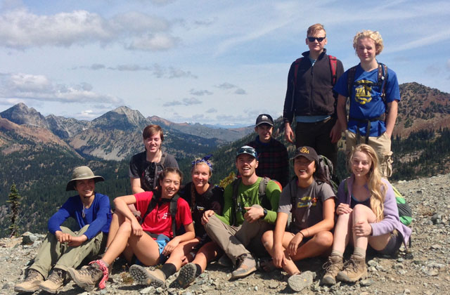 The Esmeralda Volunteer Vacation at the top of the pass above Lake Ann. Photo courtesy Elizabeth Hopmann. 