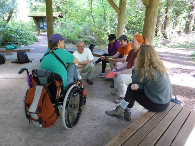 A group works together and shares perspectives on a risk management activity. Photo by Krista Dooley. 