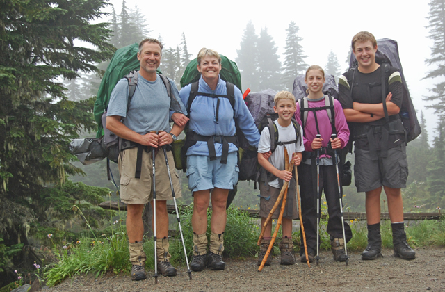 The Ponto family at the end of their 2008 trip on the Wonderland. They were rained out, but not discouraged. Photo courtesy Colleen Ponto. 