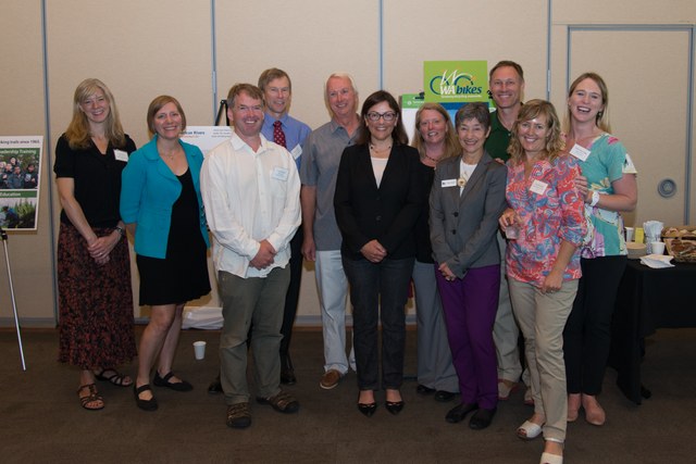 Members of The Mountaineers, American Whitewater, Access Fund, Washington Bikes, Washington Wildlife and Recreation Coalition, American Rivers, Pacific Northwest Ski Areas Association, Mountains to Sound Greenway Trust, YMCA's BOLD/GOLD program, Outdoor Research, Werner Paddles, WTA and REI joined the elected officials for the conversation.