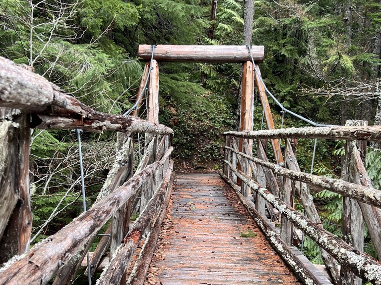 Canyon Creek Bridge along the Suiattle River Trail/Pacific Crest Trail. Photo by crystal907. The Canyon Creek suspension bridge along the Suiattle River Trail/Pacific Crest Trail. Photo by trip reporter crystal907.