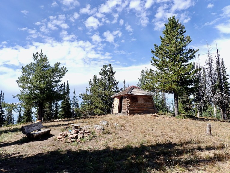The structure at the summit of Columbia Mountain on a sunny day. 
