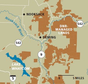 A map of DNR's working forest lands where new trails could be constructed.