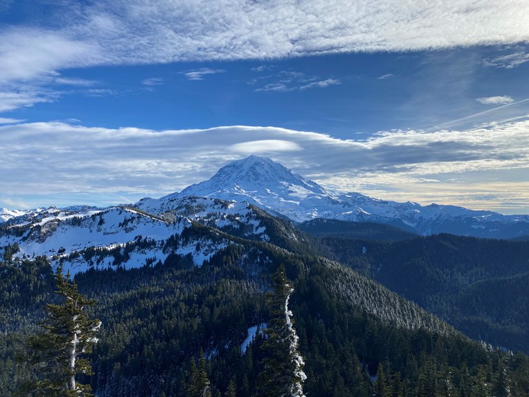 View of Mount Rainier from Florence Peak on a clear day. Photo by trip reporter evan_1.
