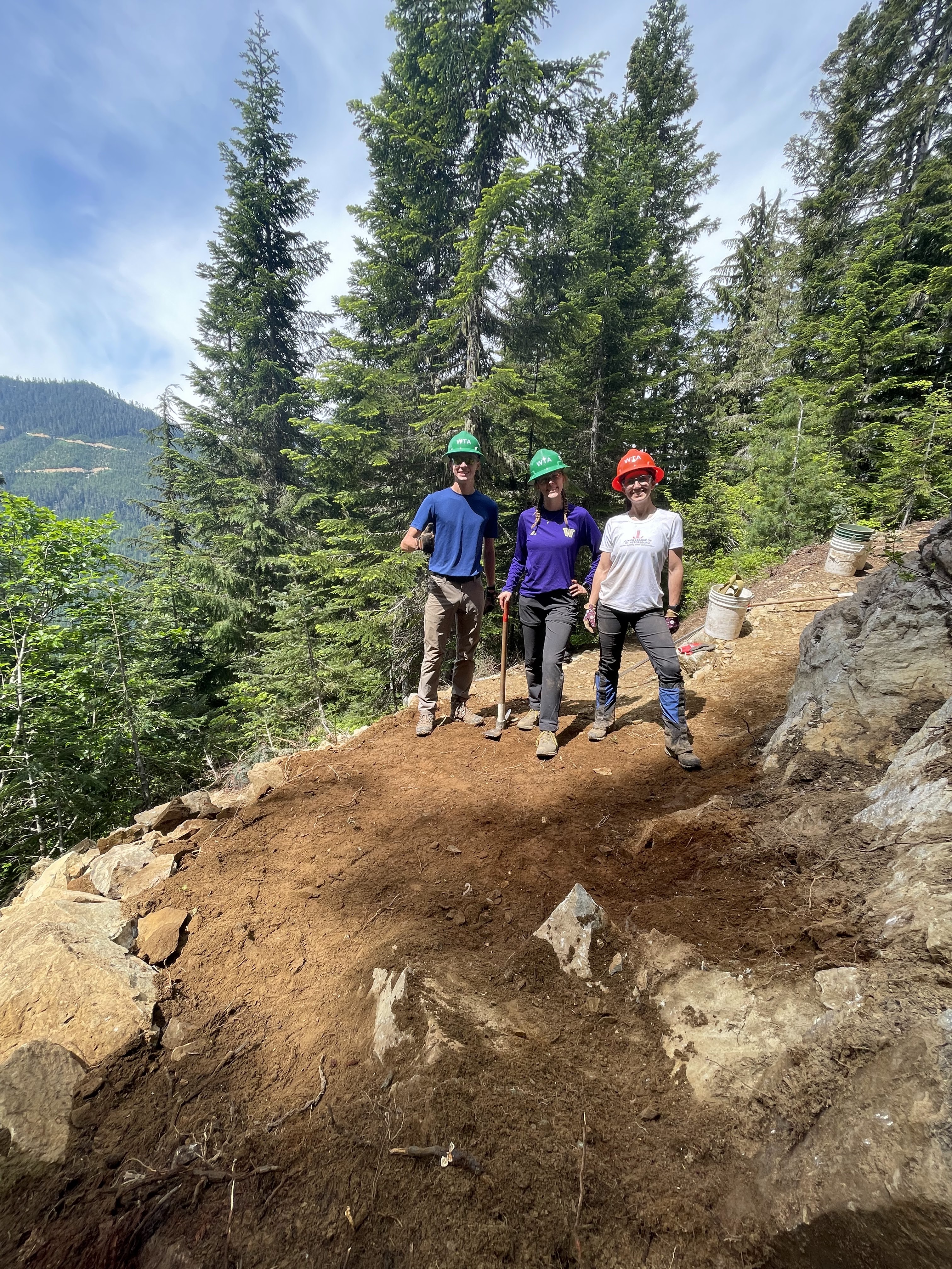 Many volunteers put in hours of work on the trail and switchbacks. Photo by Brandon Tigner
