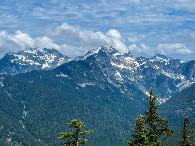 View of mountains on a clear day from the Frog Mountain trail. Photo by janinwoodway.