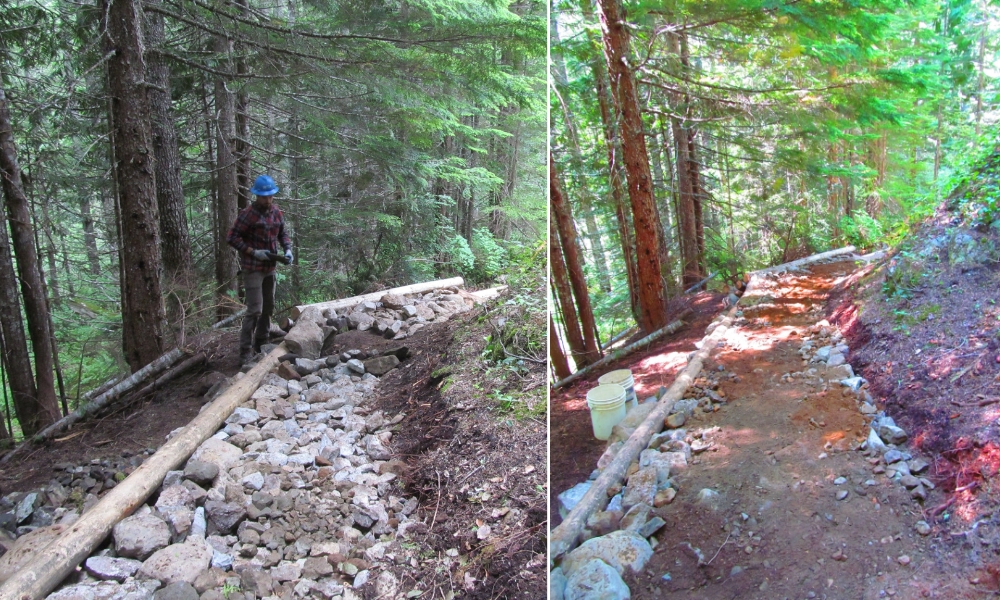 A section of Frog Mountain trail in progress in 2019. Photos by Ed Brown
