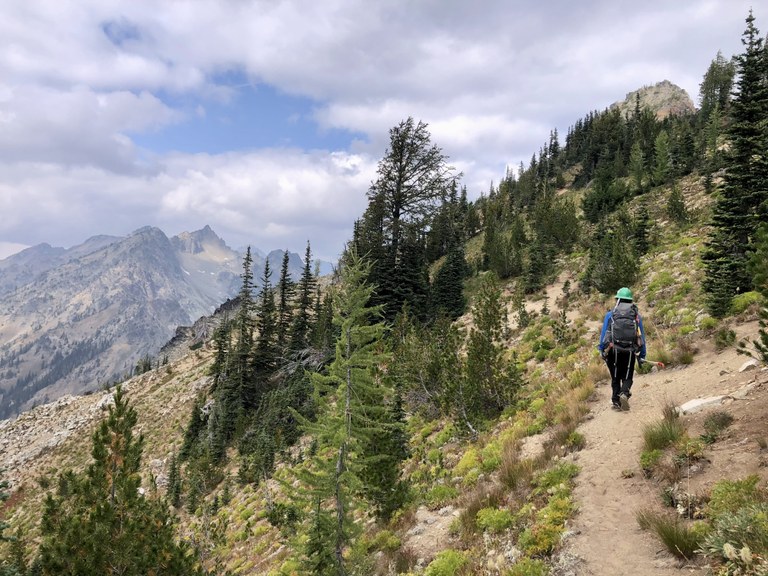 Our Lost Trails Found crew hikes through the Entiat to reach their worksite for the day.