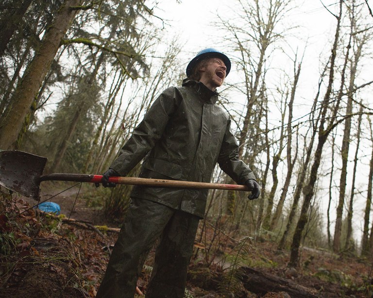 Laughing in rain at Soaring Eagle