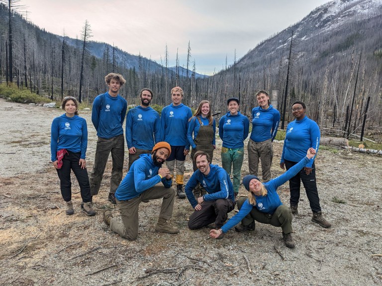 Crew members smile at the camera after a week of crosscut training in the Entiat.