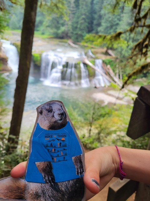 Image: Miles the Marmot out on a hike with Mary Ann's family. Photo by Mary Ann Villar.