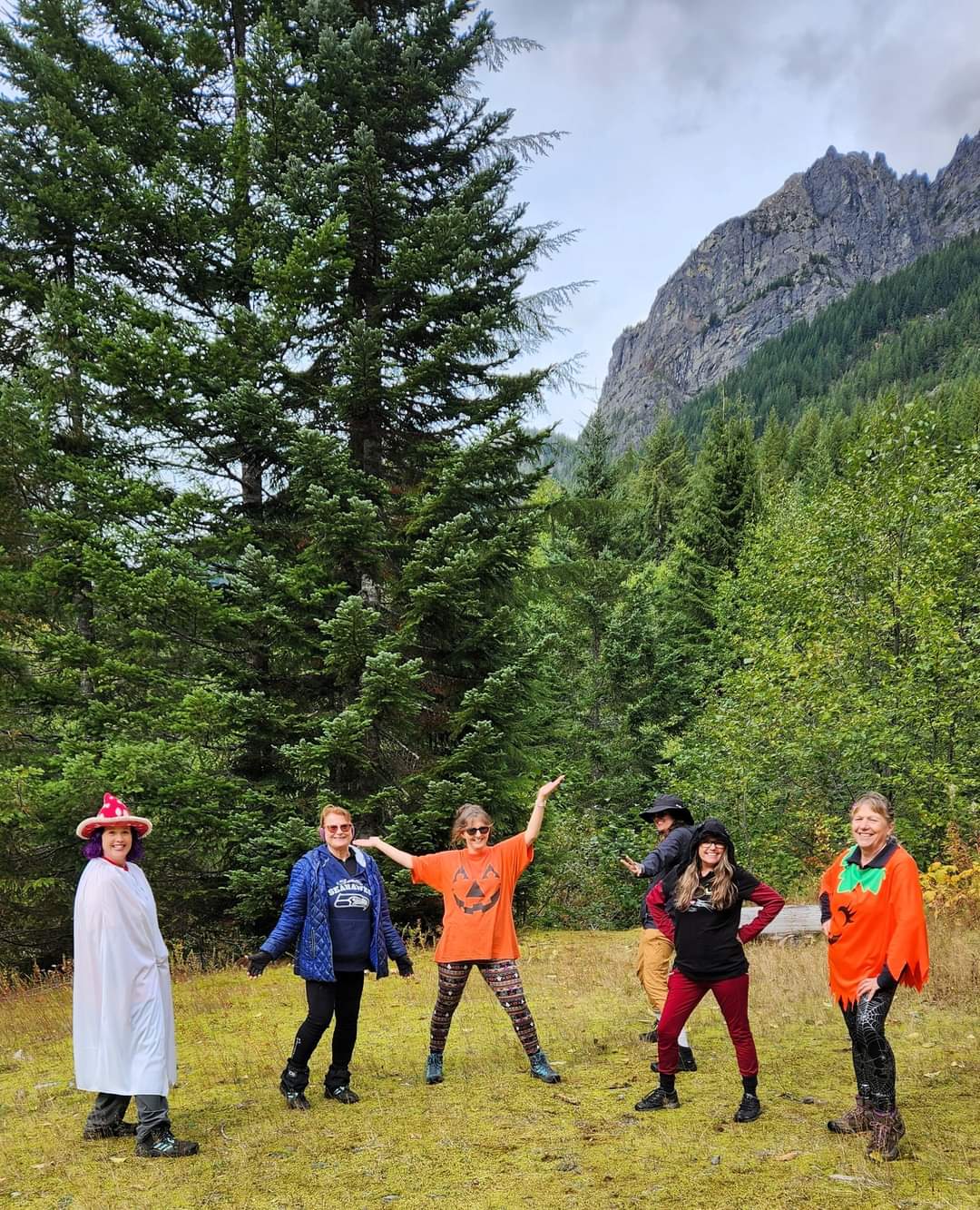 A group of hikers dressed up in costume on the Monte Cristo Ghost Town trail. Photo by Peace4Mel.