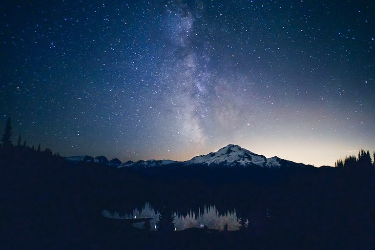Night sky. Photo by Rose Freeman. Milky Way in the clear night sky above Glacier Peak. Photo by Rose Freeman.