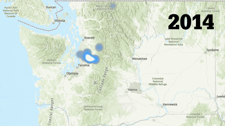 Map of trip locations over time