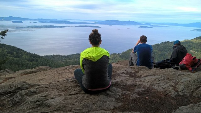 Hikers enjoying the view from Oyster Dome, a popular trail adjacent to Blanchard State Forest. Photo by piperh.