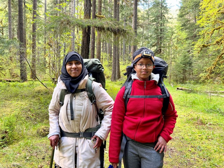 Amina and her son at Elkhorn Dispersed Campground. Photo by Amina Abdile Amina and her son at Elkhorn Dispersed Campground. Photo by Amina Abdile