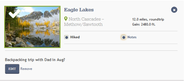 Use your saved hikes list to organize and plan your hikes. 