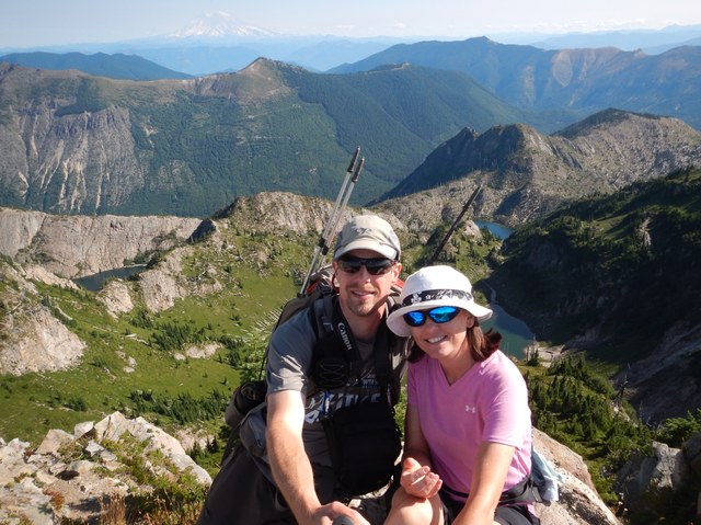 Image: Scott and Deeann on trail during Hike-a-Thon in the Mt. Margaret backcountry. Photo by Scott Means.
