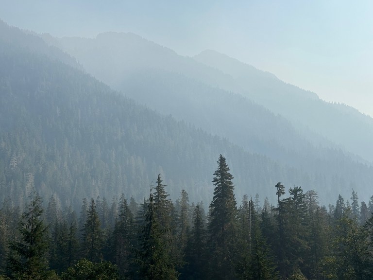 A smoky landscape on a hike to Monte Cristo Ghost Town. Photo by trip reporter Rhabbie. 