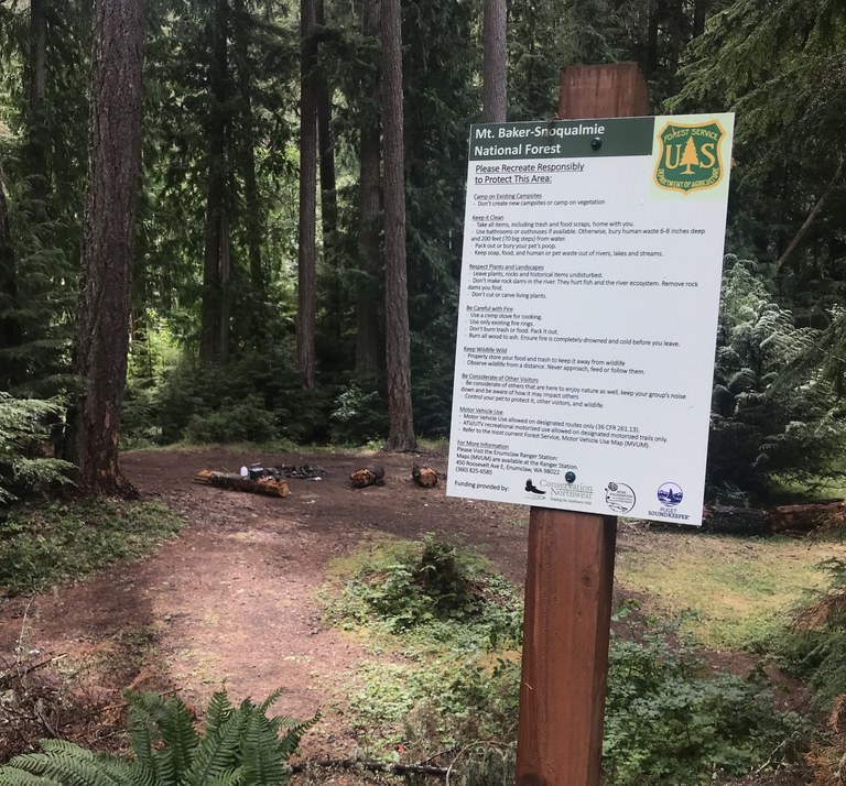 A new sign near a dispersed camping site. 