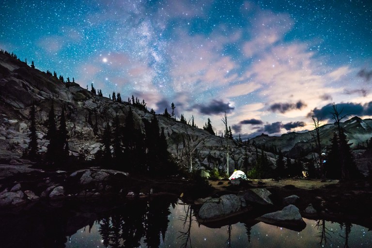 Tent with night sky. Photo by Michael Kea. Tent with night sky. Photo by Michael Kea.