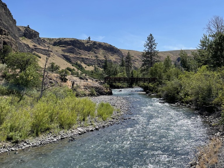 Tieton River Nature Trail. Photo by robgirl. The Tieton River rushing below a bridge on the Tieton River Nature Trail. Photo by robgirl.