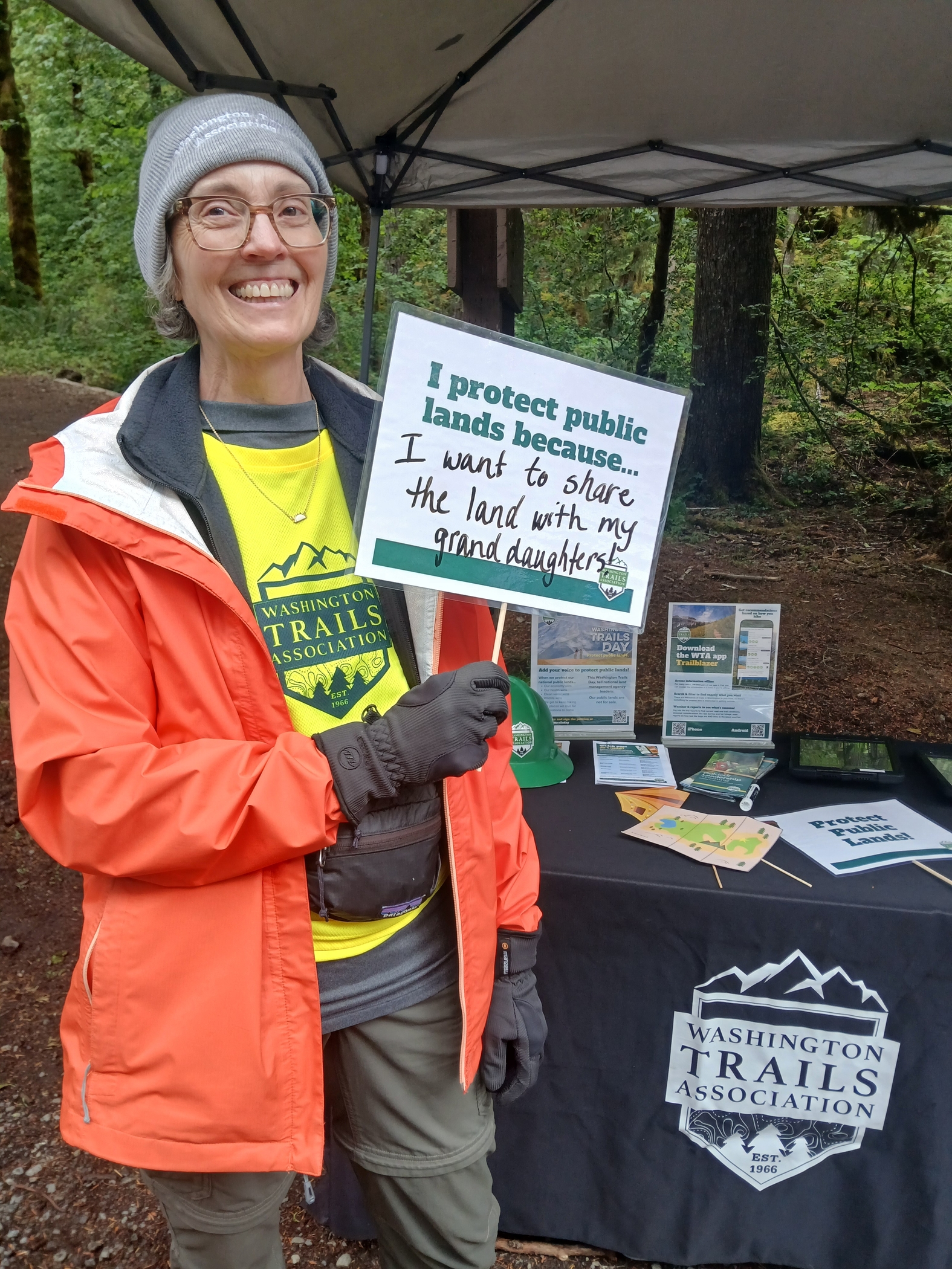 A hiker advocate at a trailhead