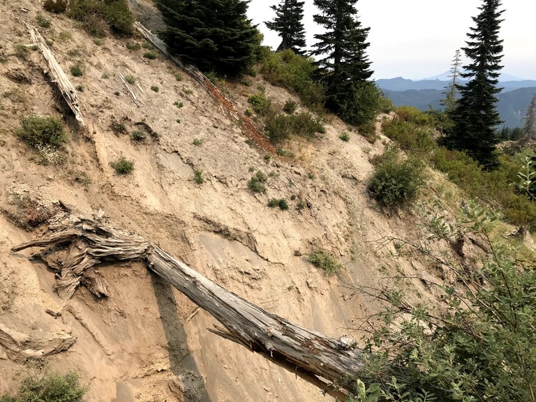 A view of the steep washout at Independence Pass.