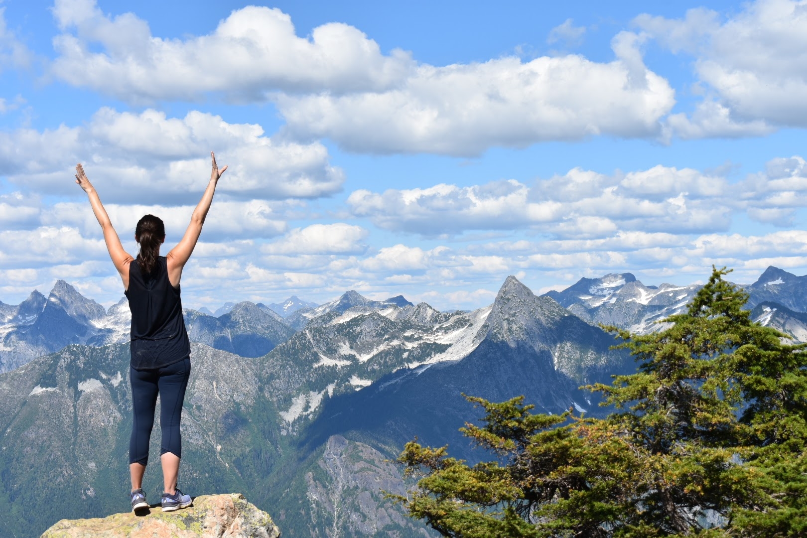 Hiker celebrates on Winchester Mountain