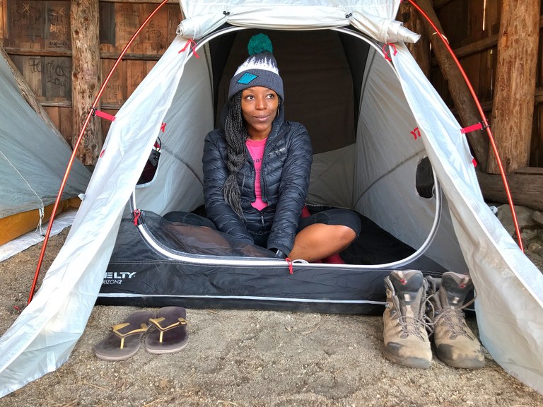 Hiker in tent by shon’t savage