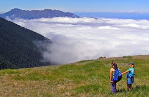 Young hikers on Maiden Peak along the Obstruction Point Trail, Olympic National Park. Photo by Luba Fetterman.